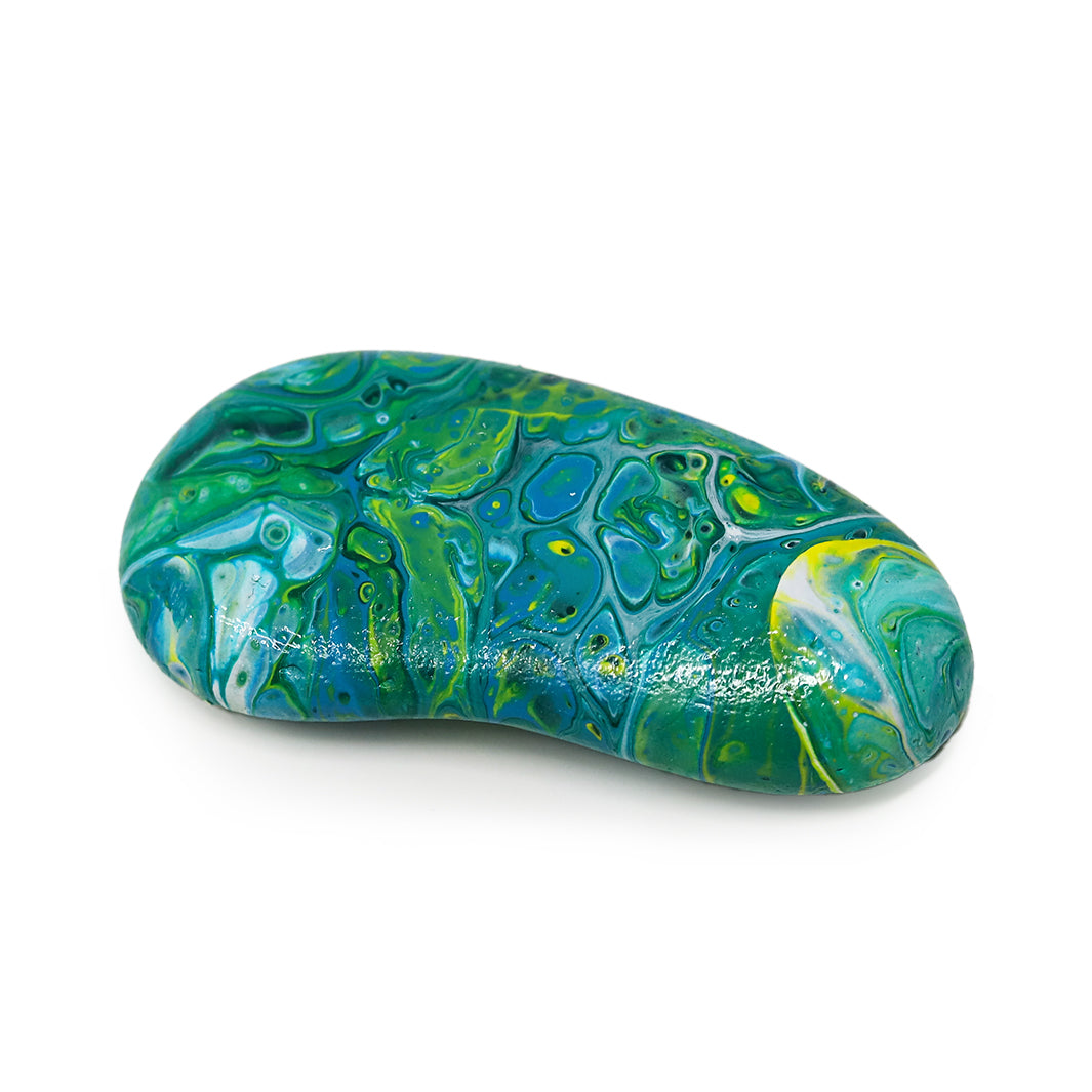 Earthy Painted Rock Painted Poured Rock Art Green Artist Designs