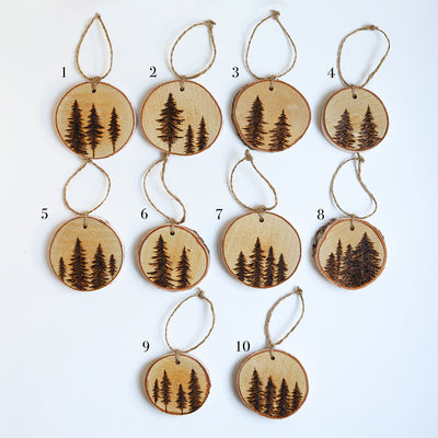 Wood Burned Forest Ornament