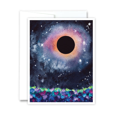 Solar Eclipse Flower Field Greeting Card