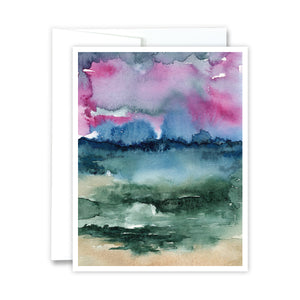Abstract Watercolor Beach Landscape Greeting Card