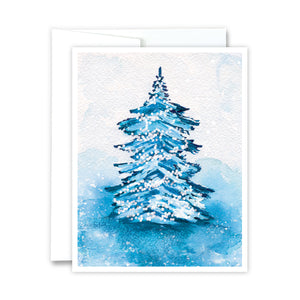 Blue Holiday Tree Greeting Card