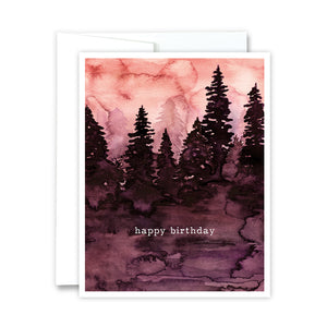 Boho Watercolor Forest Birthday Card