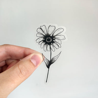 Clear Flower Stem Vinyl Sticker