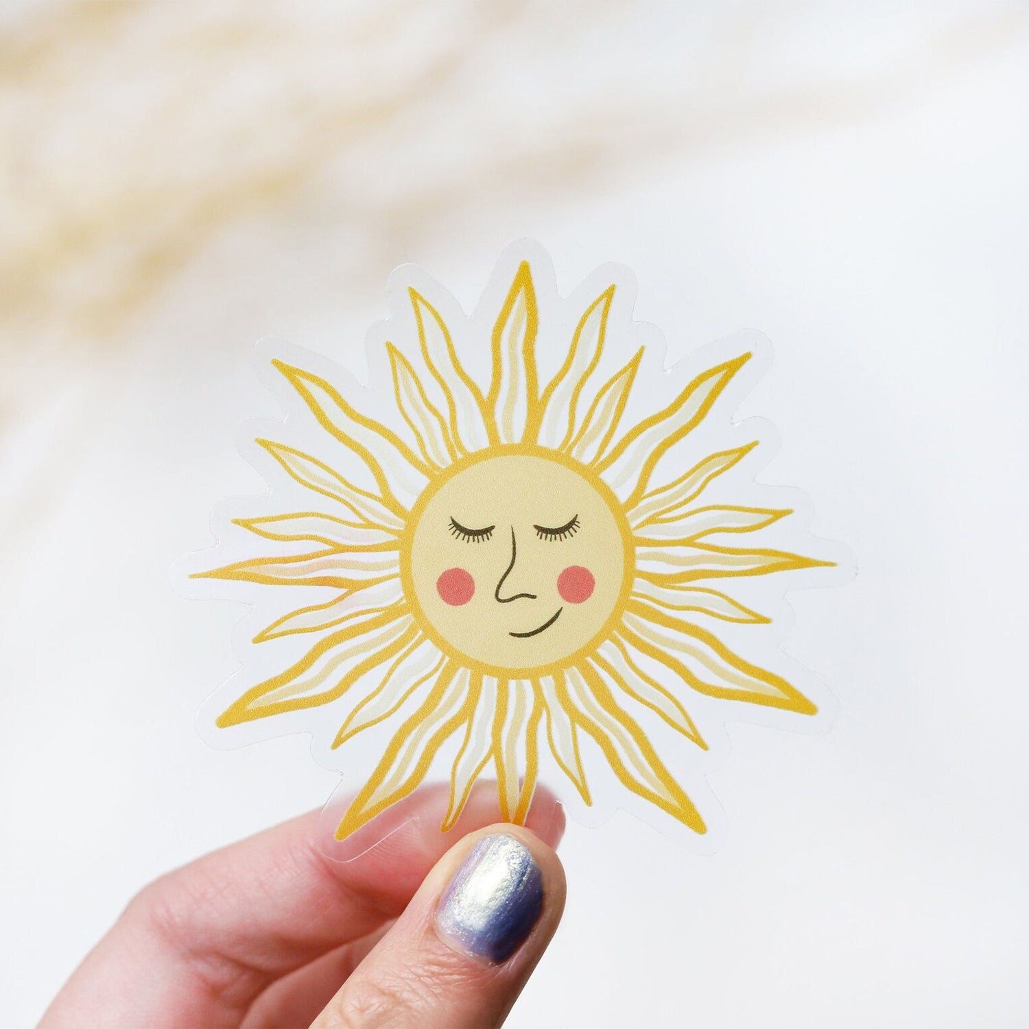 Sun Face Fun Sticker Clear Sun Face Vinyl Sticker – Green Artist Designs
