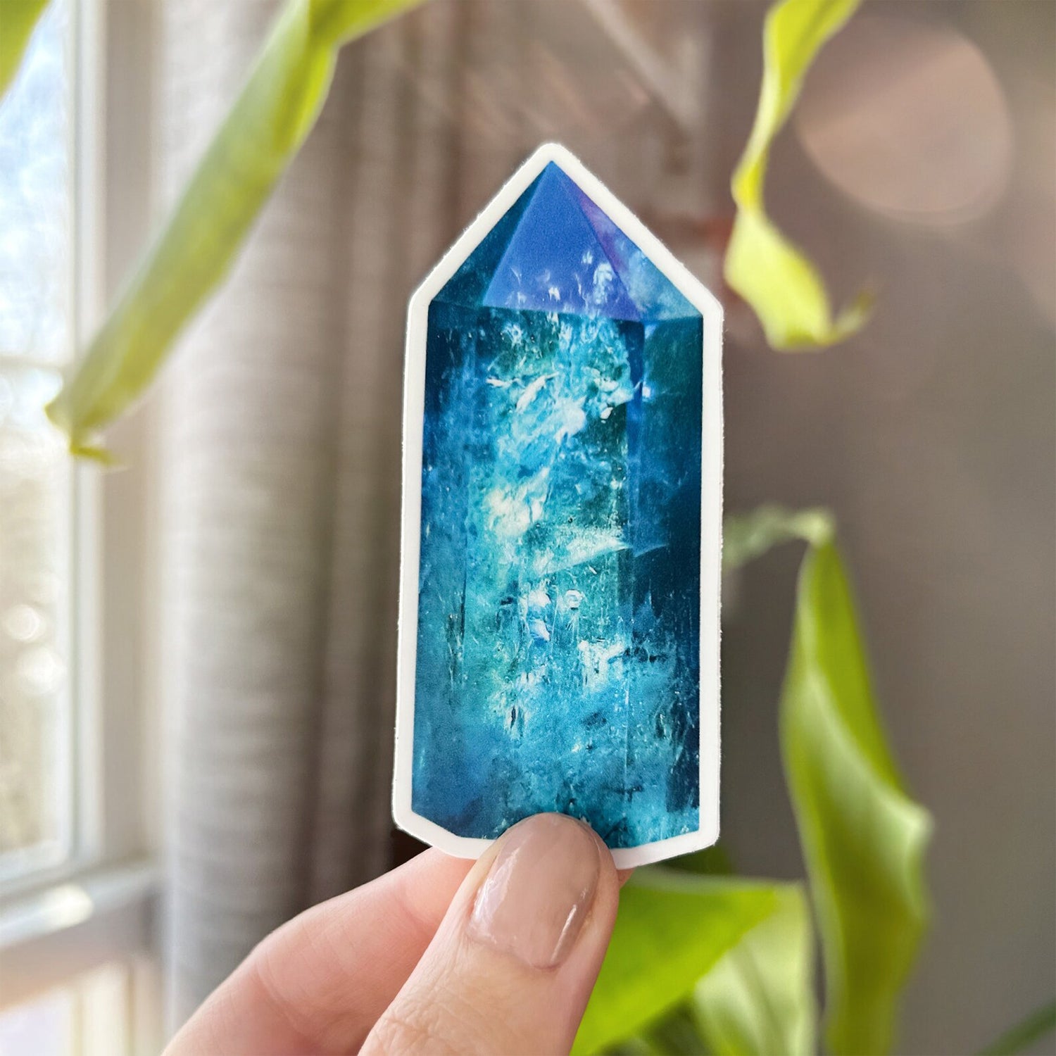 Blue Crystal Tower Vinyl Sticker - Crystal Stickers – Green Artist Designs