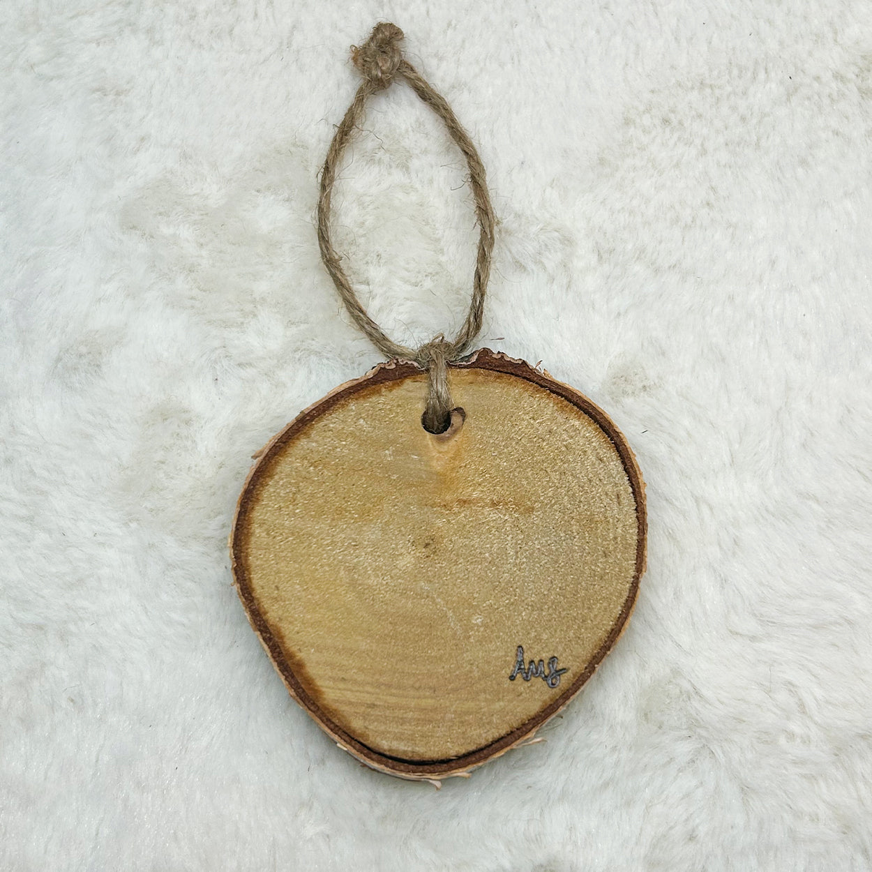 Wood Burned Forest Moon Ornament