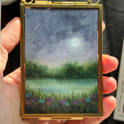 Original Watercolor In Floating Gold Frame #04