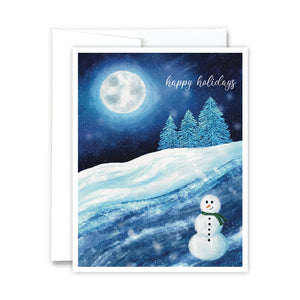Happy Holidays Snowy Night Card