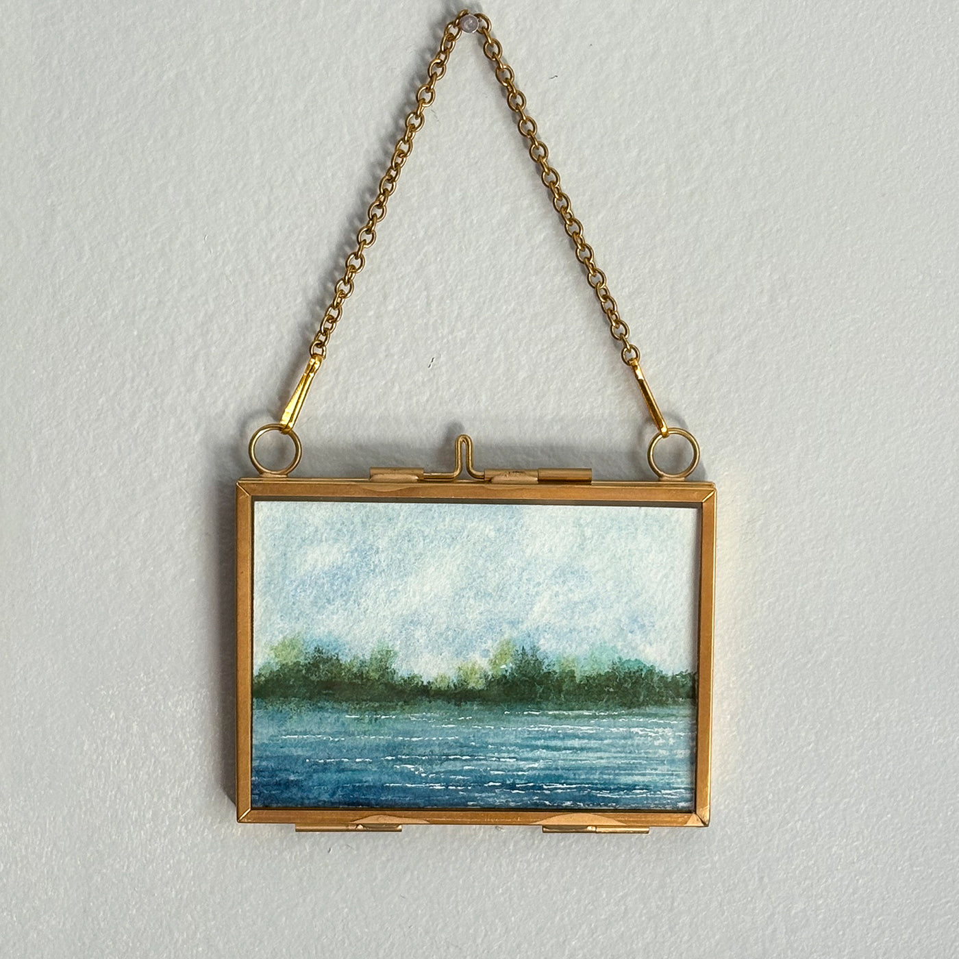 Original Watercolor In Floating Gold Frame #09