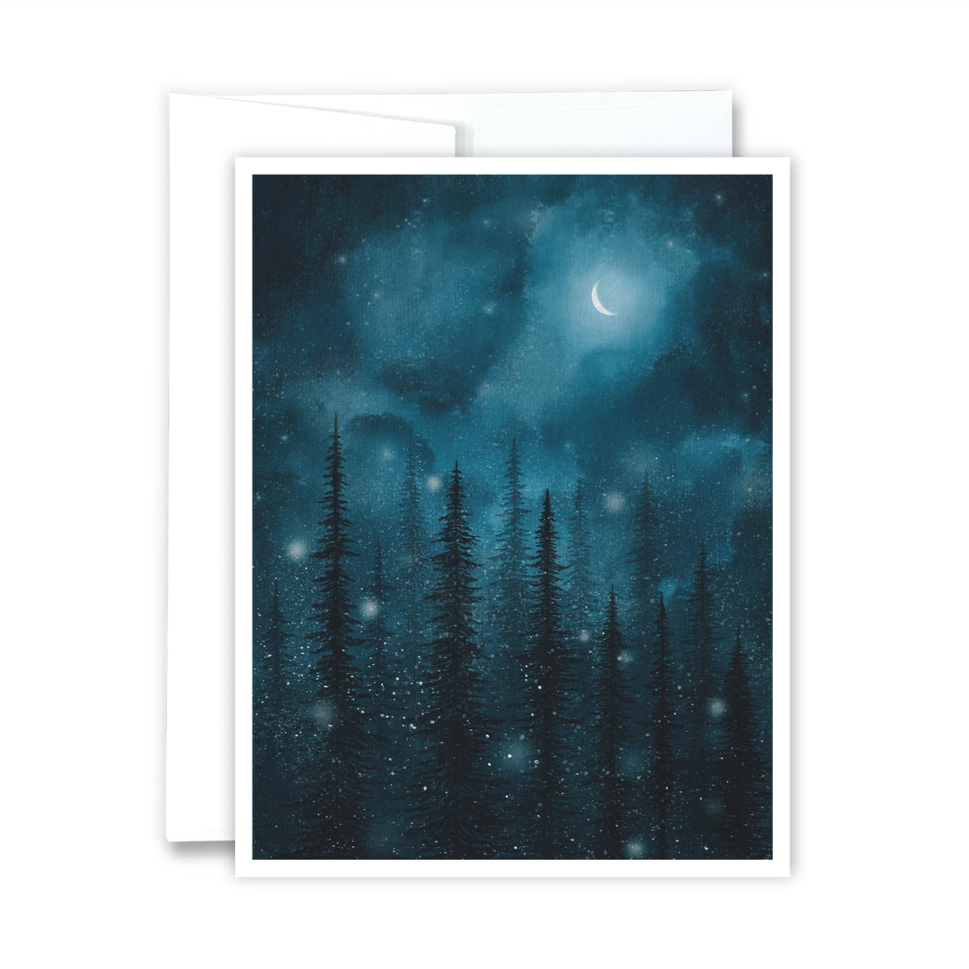 Moon Note Cards Midnight Moonlight Notecard – Green Artist Designs