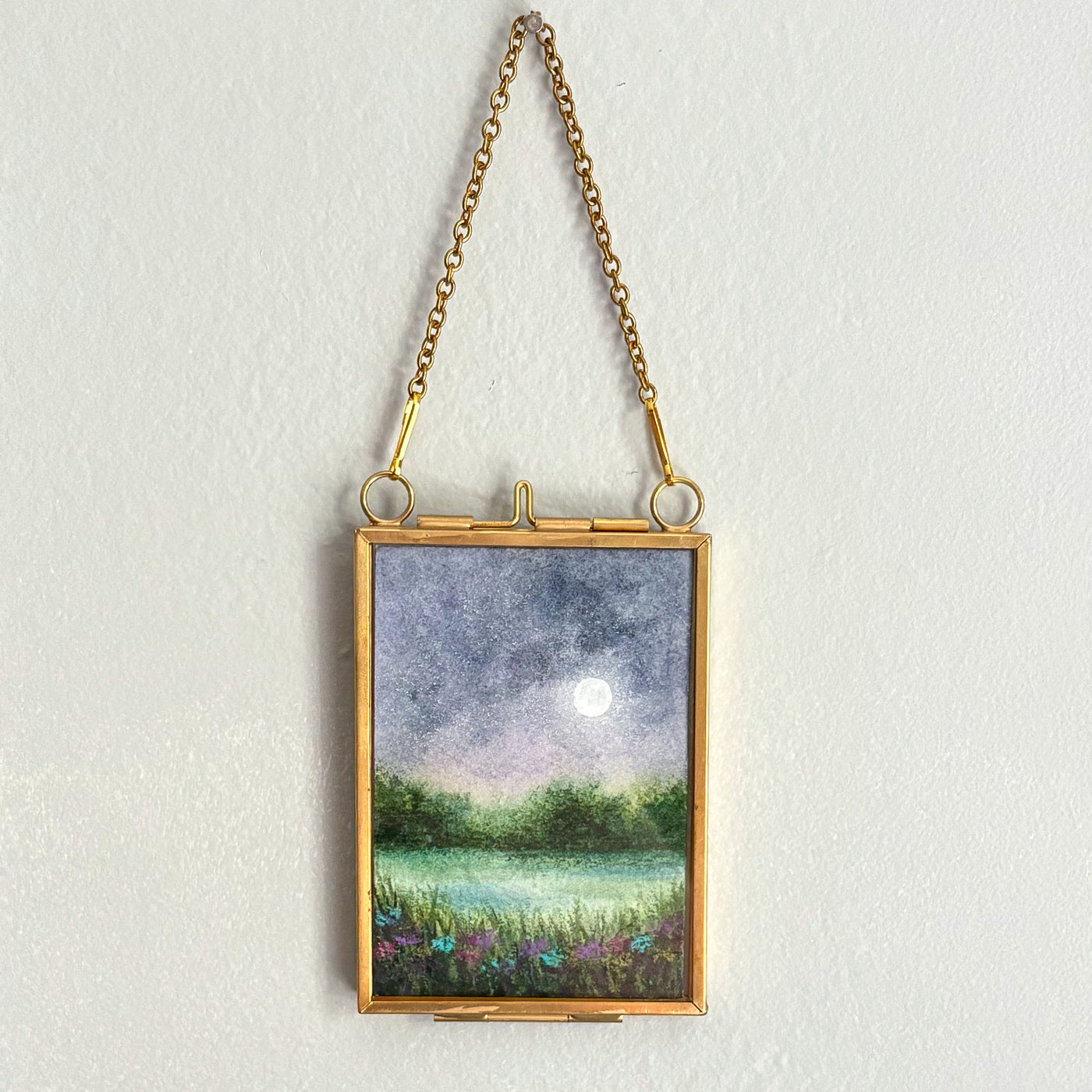 Original Watercolor In Floating Gold Frame #04