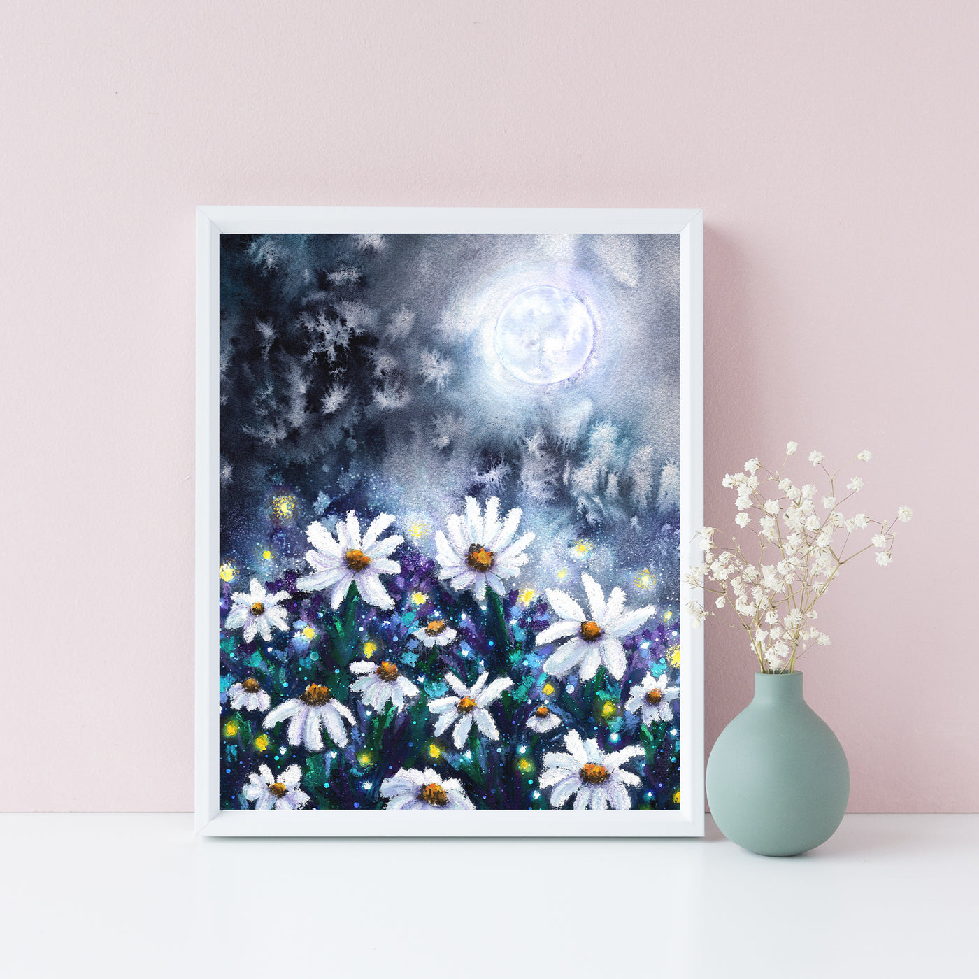 Moonlit Florals Art Print by Green Artist Designs