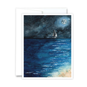 moonlit sea greeting card