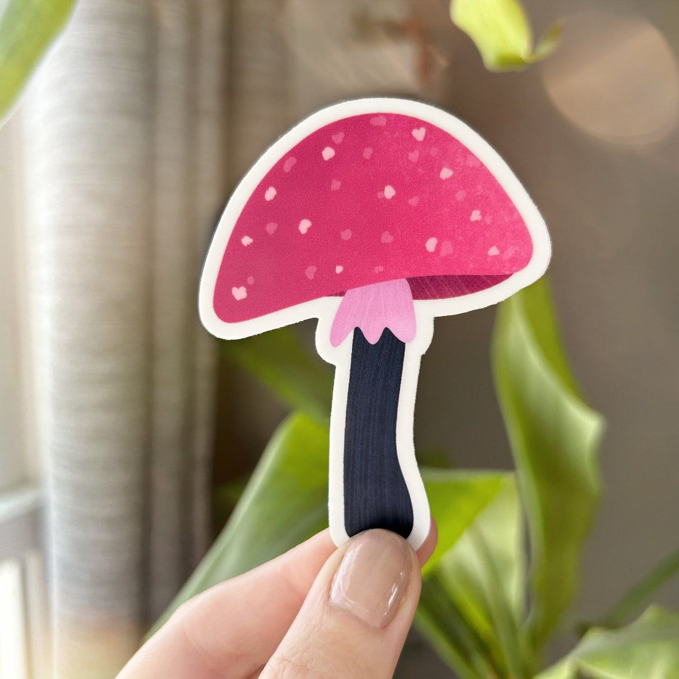 Pink Mushroom Vinyl Sticker