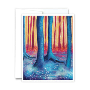 Mystical Sunset Forest Greeting Card