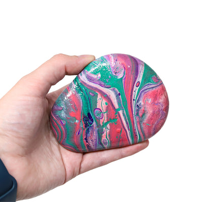 Acrylic Poured Painted Rock #2