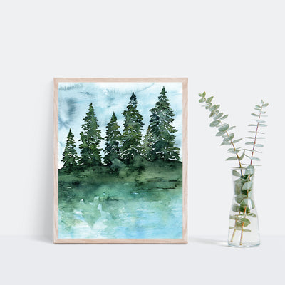 Pine Reflections Art Print by Green Artist
