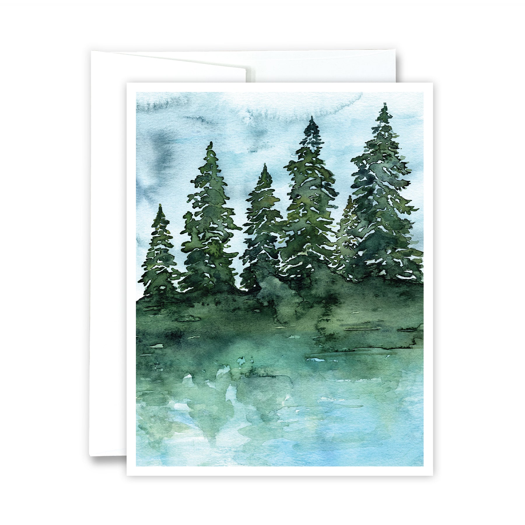 Pine Reflections Greeting Card - Nature Notecard – Green Artist Designs
