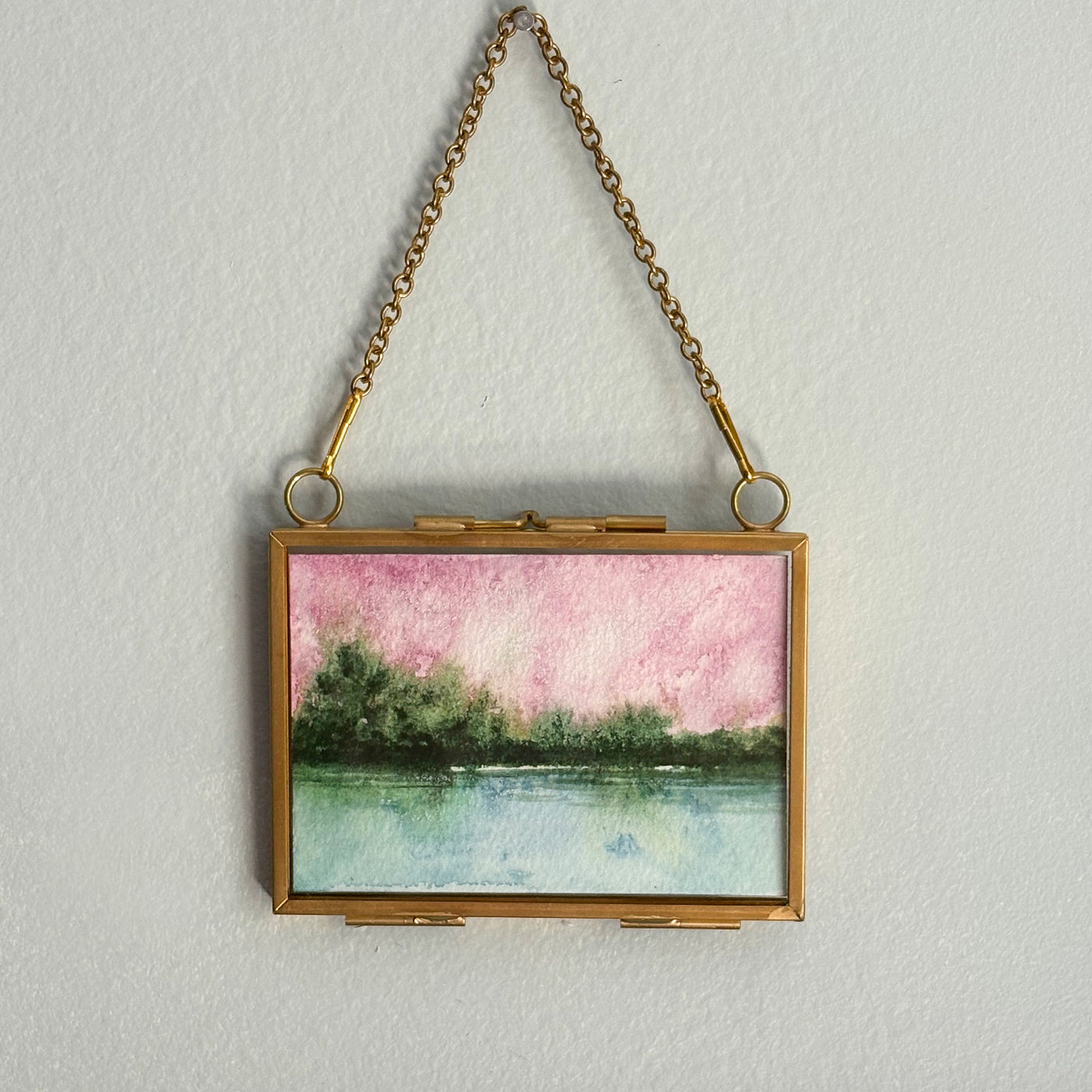 Original Watercolor In Floating Gold Frame #06