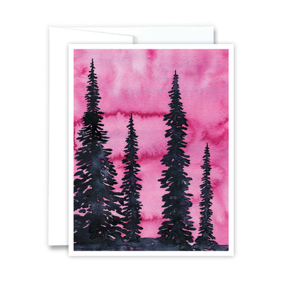 Pink Sky Silhouettes Greeting Card