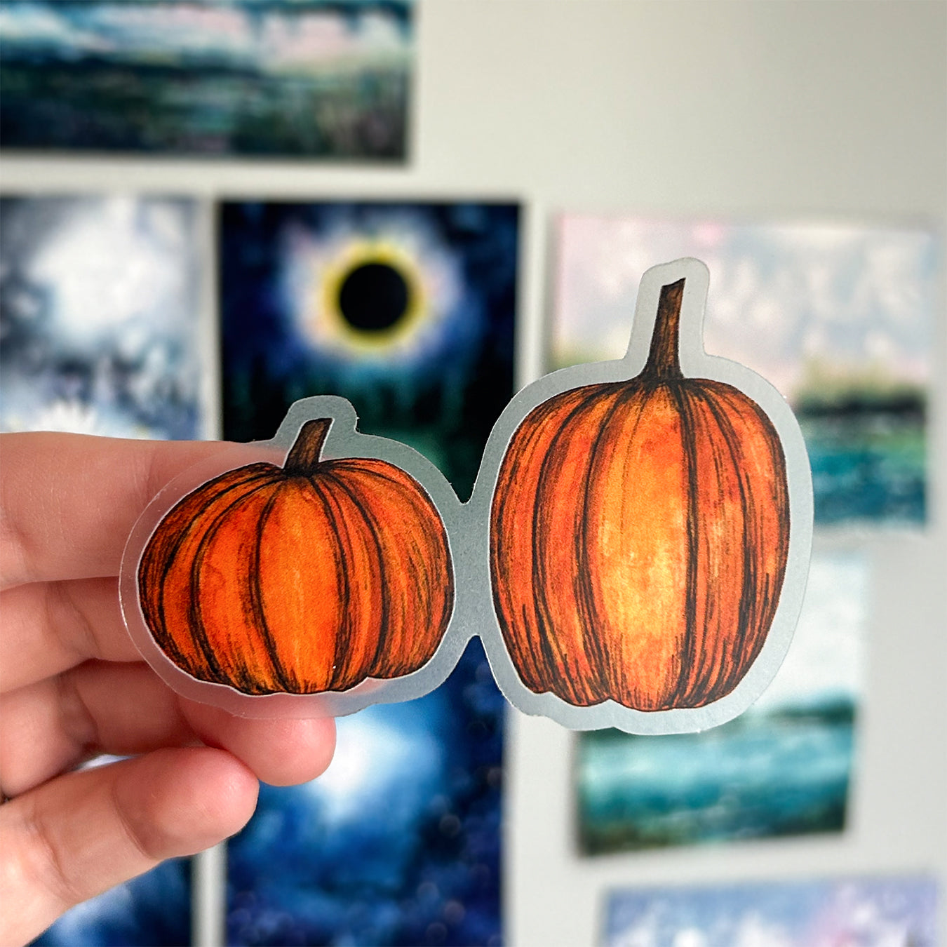 Clear Pumpkin Pair Vinyl Sticker