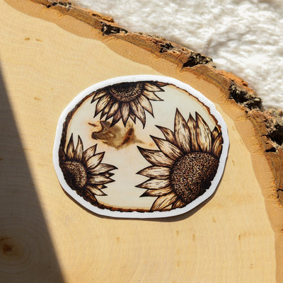 Sunflower Wood Burning Vinyl Sticker