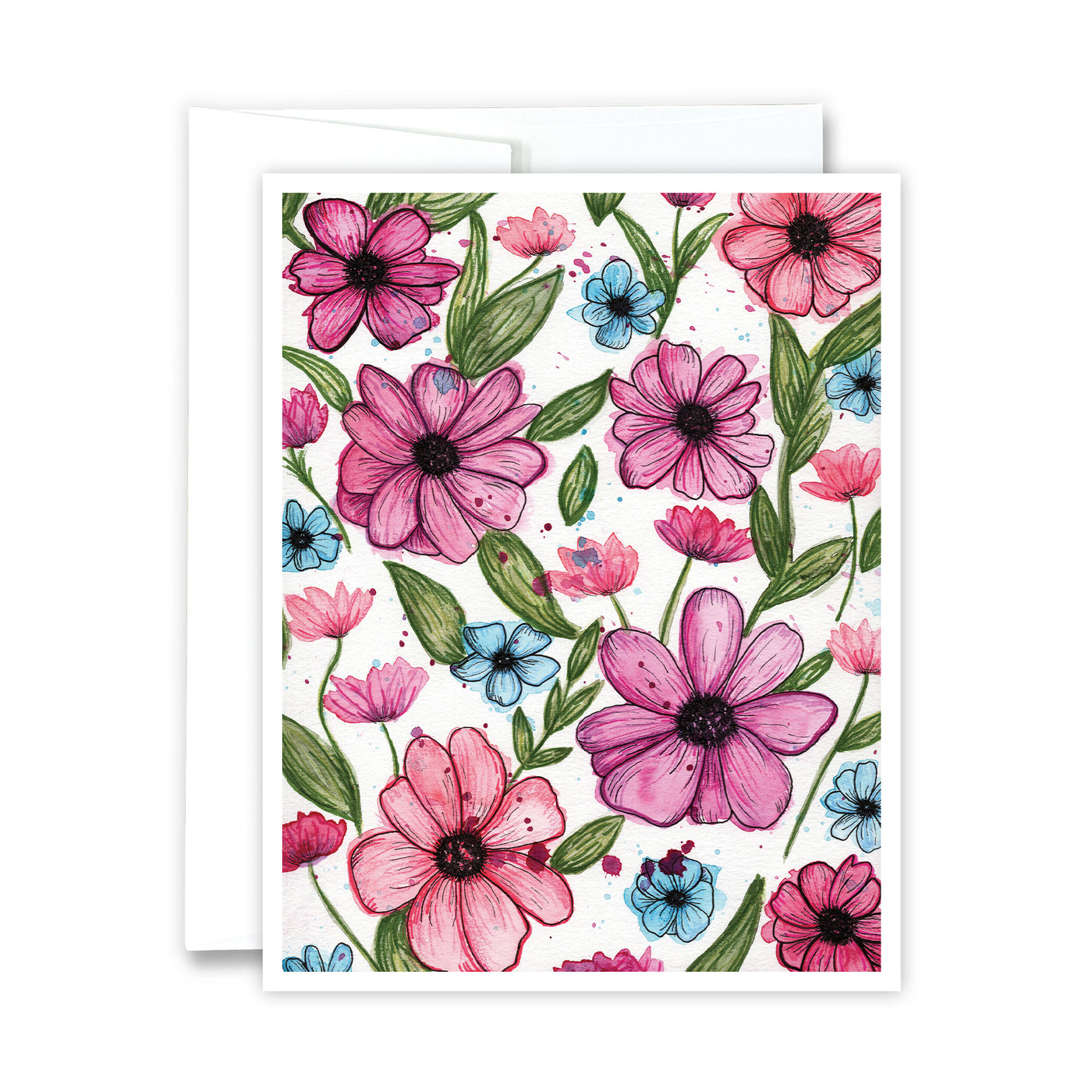 Bright Splattered Floral Greeting Card