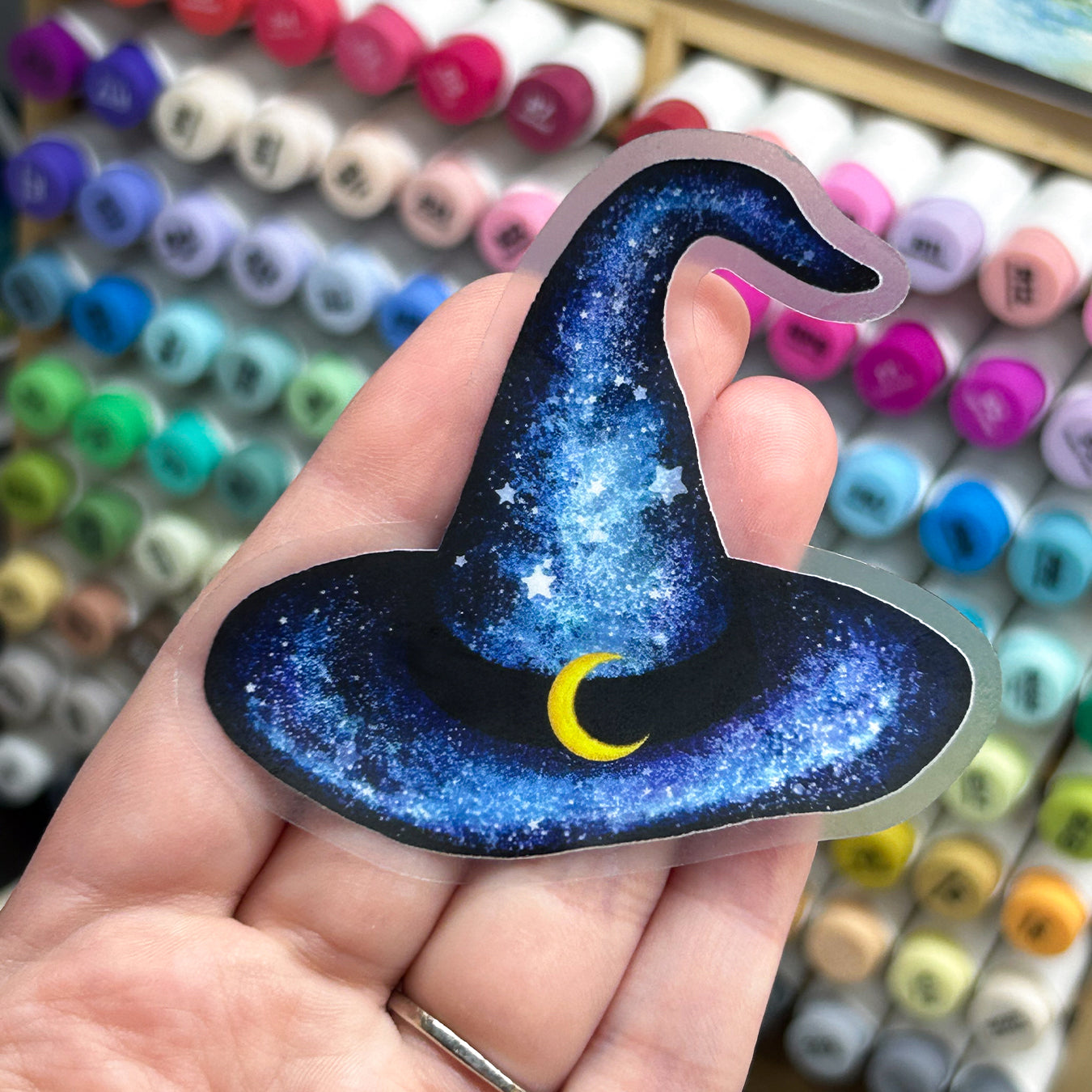 Clear Starry Witch Hat Vinyl Sticker