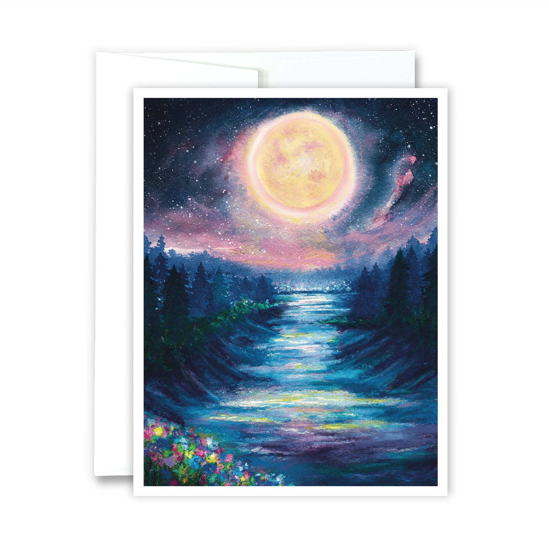Moon Note Cards Strawberry Moon Notecard – Green Artist Designs