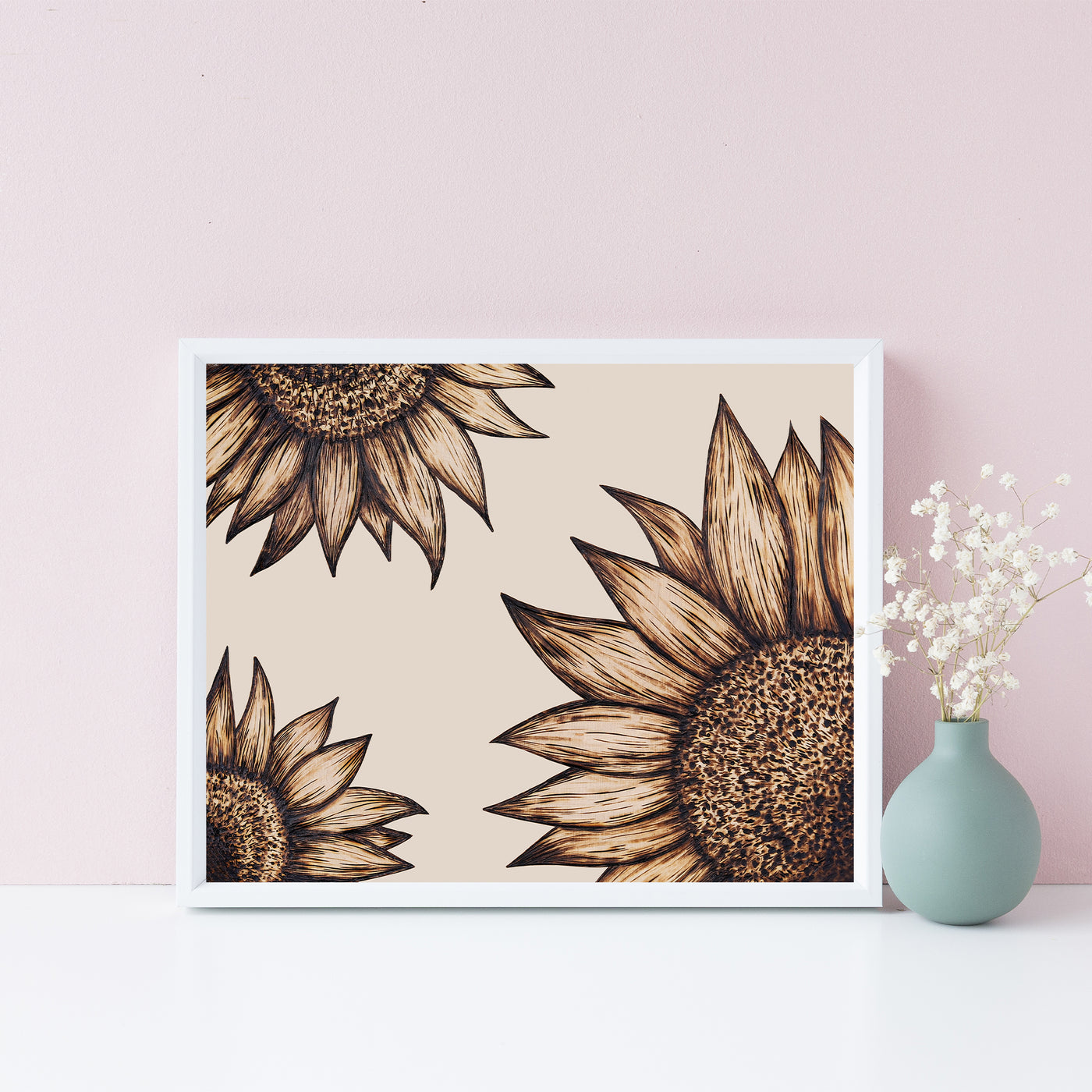 Sunflower Wood Burning Print - Rustic Art Prints – Green Artist Designs sunflower-wood-burning-print-rustic-art-prints-green-artist-designs
