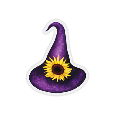 Clear Sunflower Witch Hat Vinyl Sticker