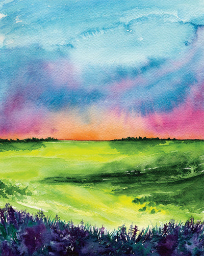 Sunset Field Landscape Art Print