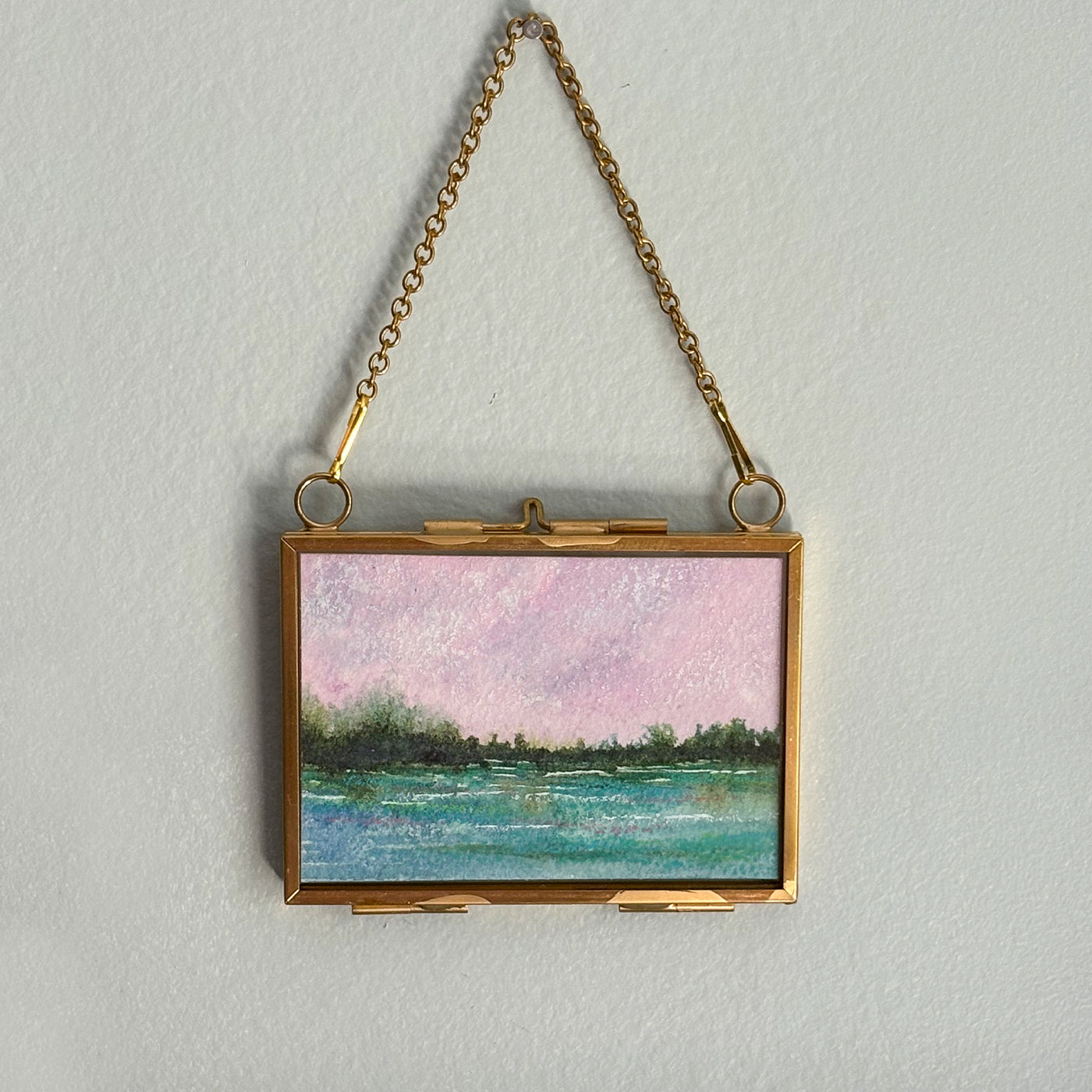 Original Watercolor In Floating Gold Frame #05