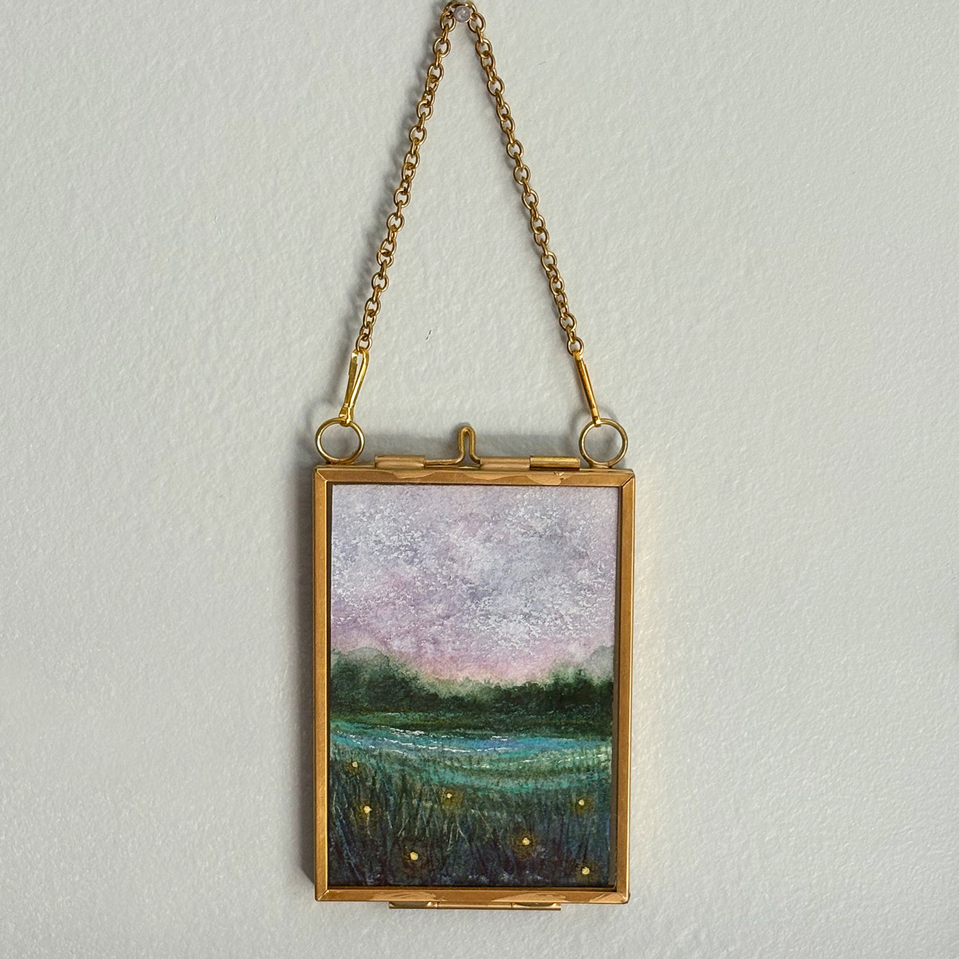 Original Watercolor In Floating Gold Frame #03