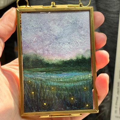 Original Watercolor In Floating Gold Frame #03