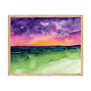 Watercolor Sunset Landscape Art Print