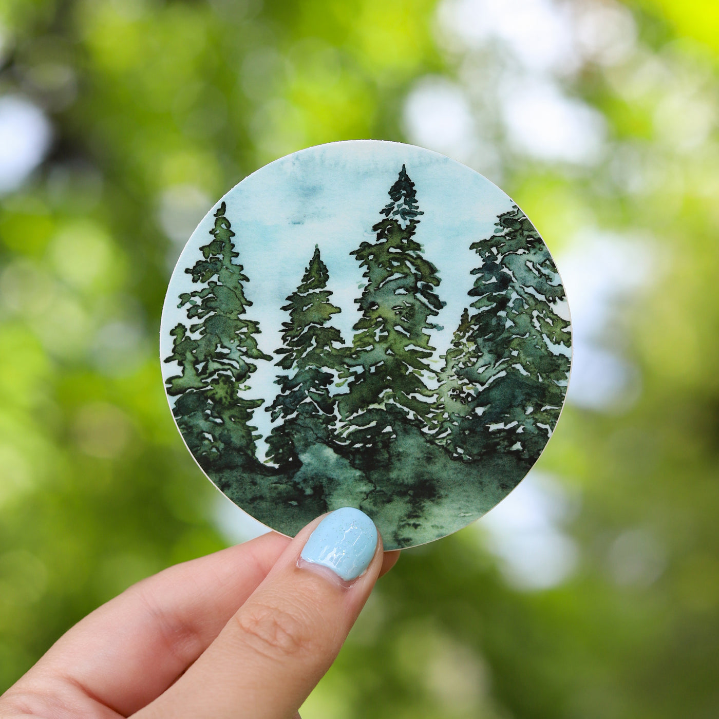 Watercolor Pine Trees Vinyl Sticker