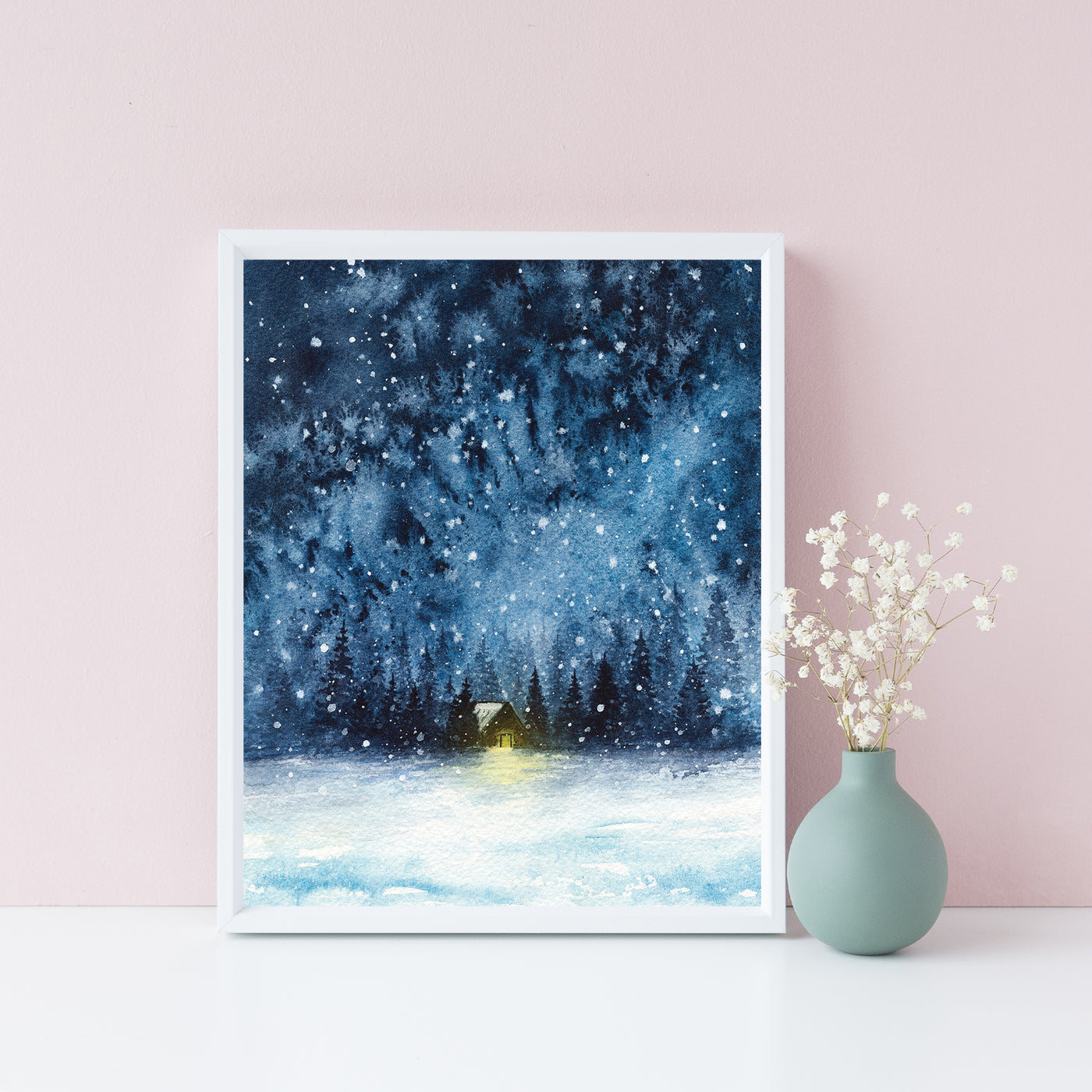 Winter Cabin Art Print