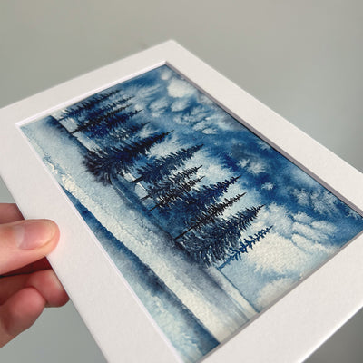 Frozen Forest Original Watercolor Painting
