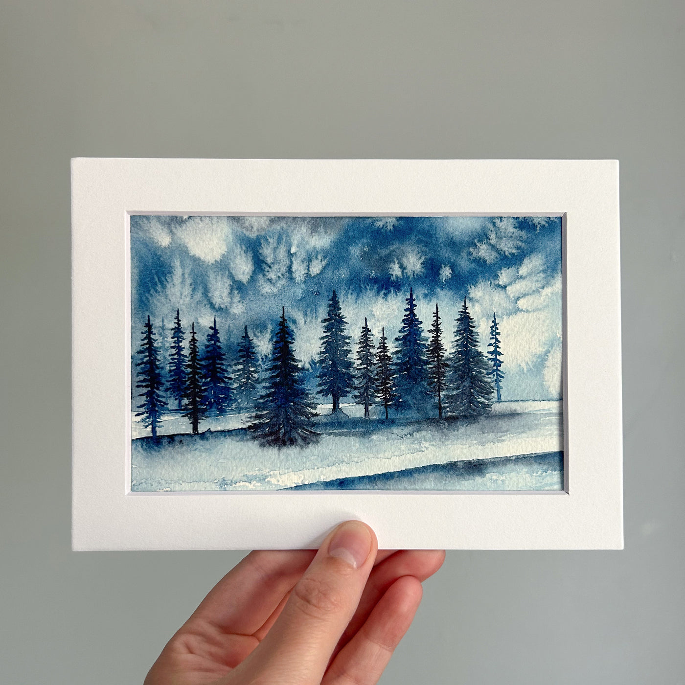 Frozen Forest Original Watercolor Painting
