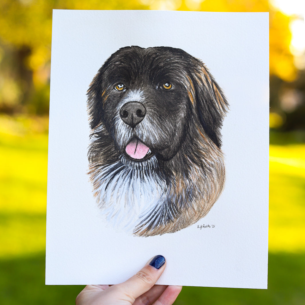 8x10 Pet Portrait Painting by Green Artist Designs