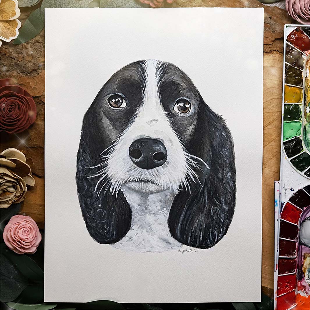 9x12 Custom Pet Portrait Painting by Green Artist Designs