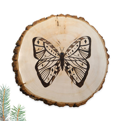 Round Butterfly Wood Burning