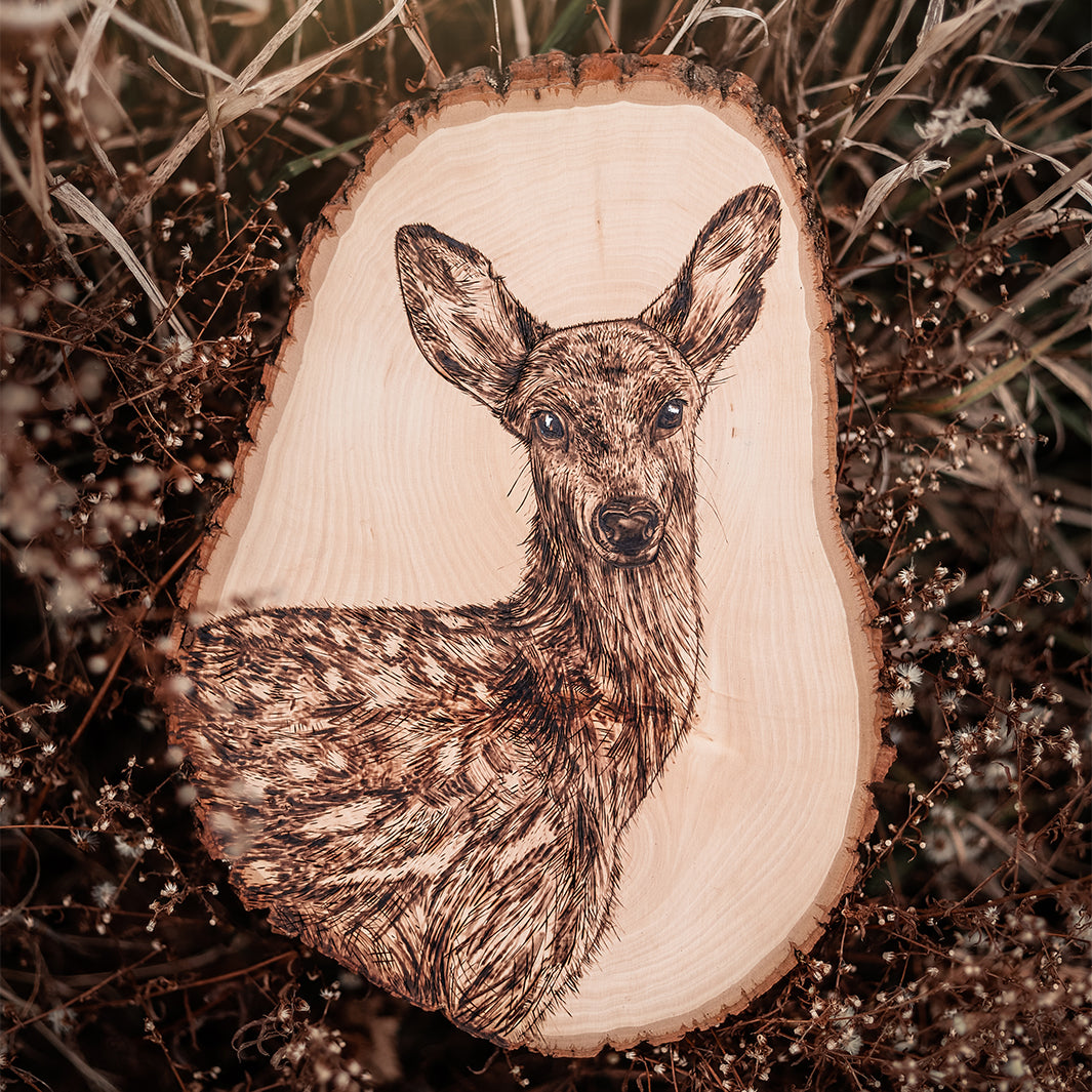 Wood Burned Deer Sign