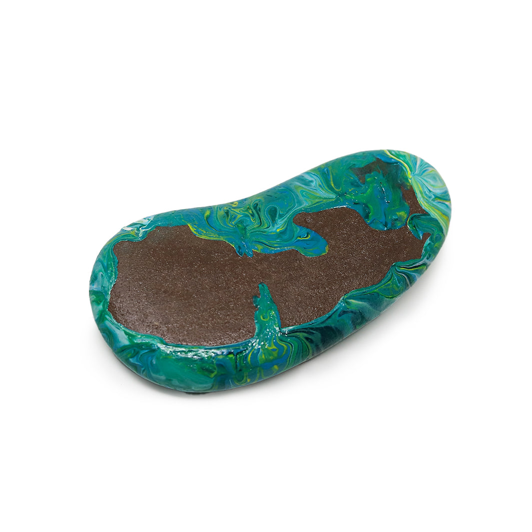Earthy Painted Rock - Painted Poured Rock Art – Green Artist Designs