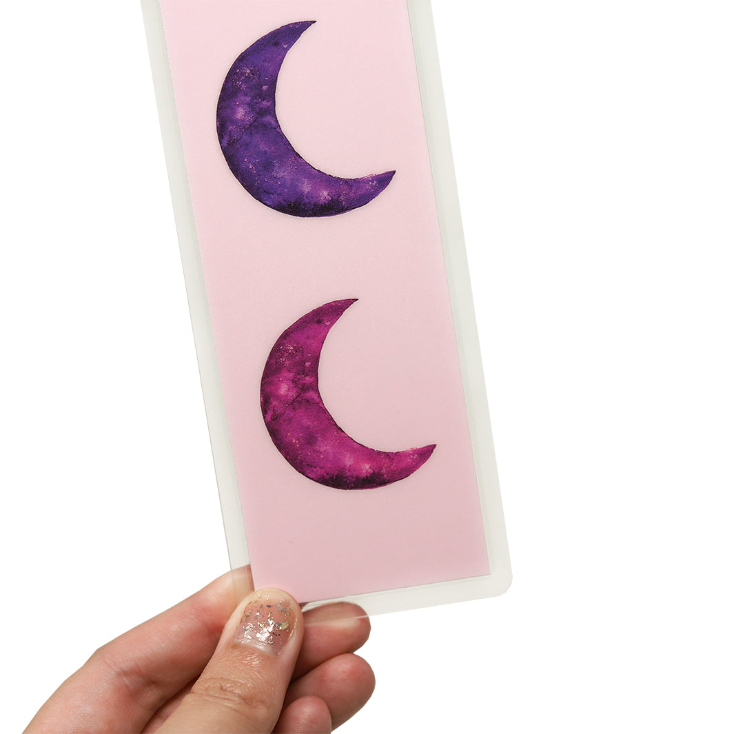 Watercolor Crescent Moon Bookmark by Green Artist