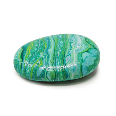 Green Painted Rock by Green Artist Designs