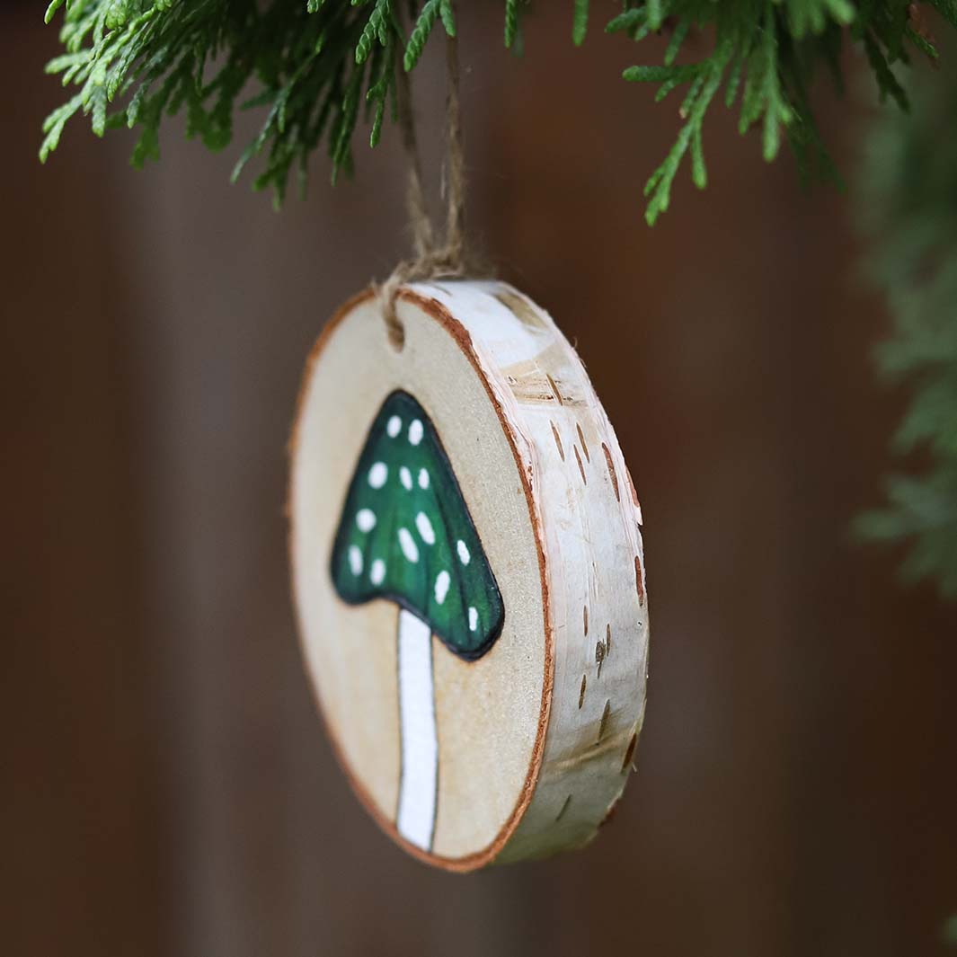Cottagecore Mushroom Wood Ornament