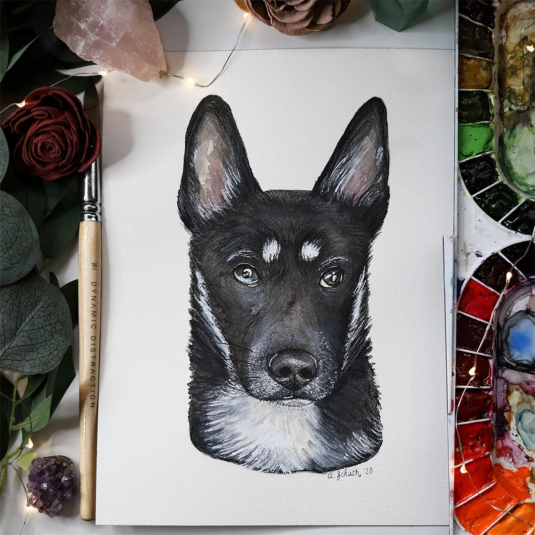 8x10 Custom Pet Portrait Painting by Green Artist Designs