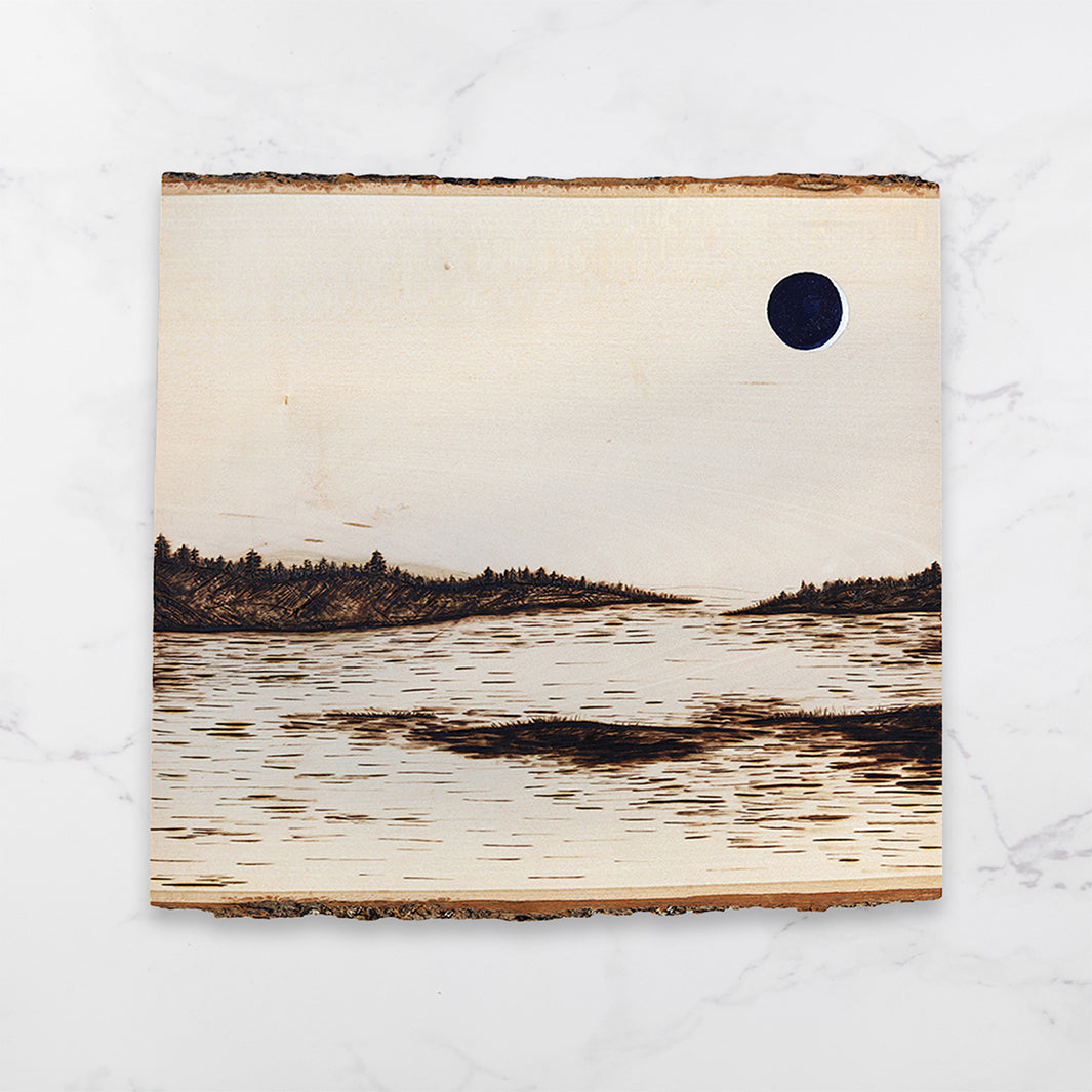 New Moon Landscape Wood Burning - Pyrography Art – Green Artist Designs